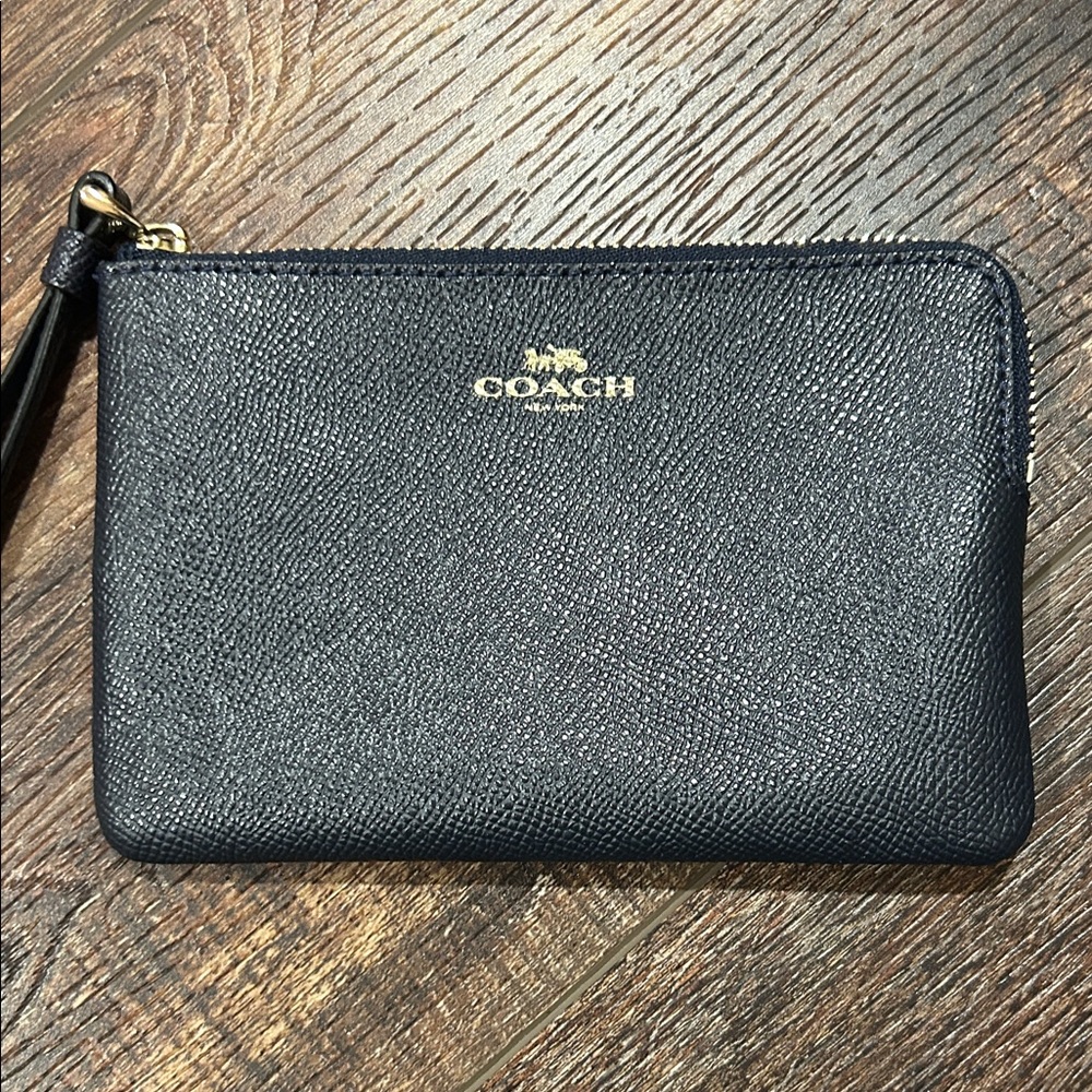 Coach Midnight Black Textured Wristlet